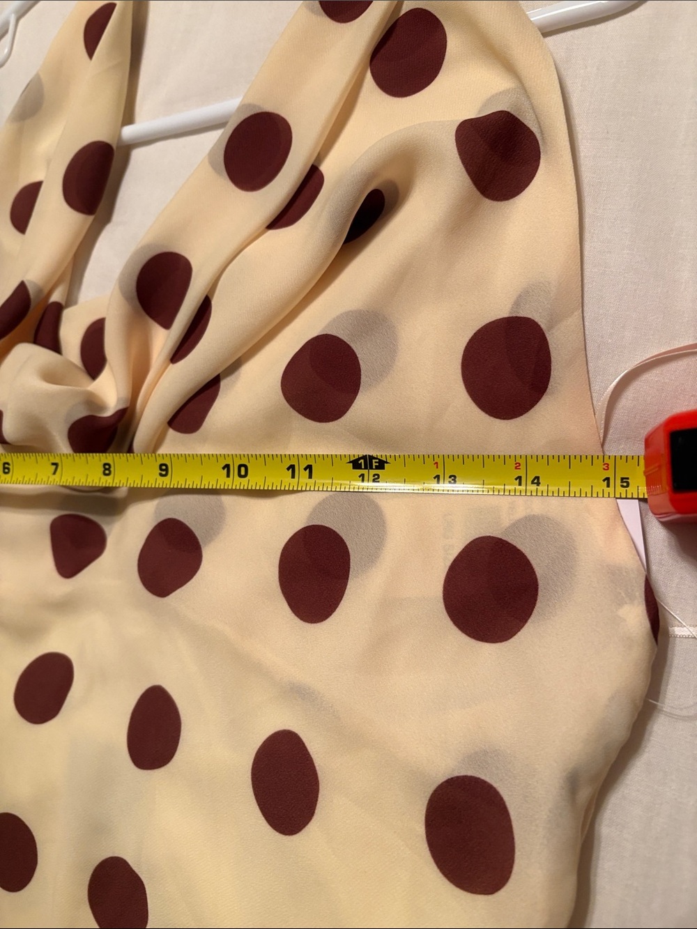 NWT Beverly & Beck PacSun Polka Dot Cowl Neck Mini Dress Cream Brown Large - Picture 10 of 11